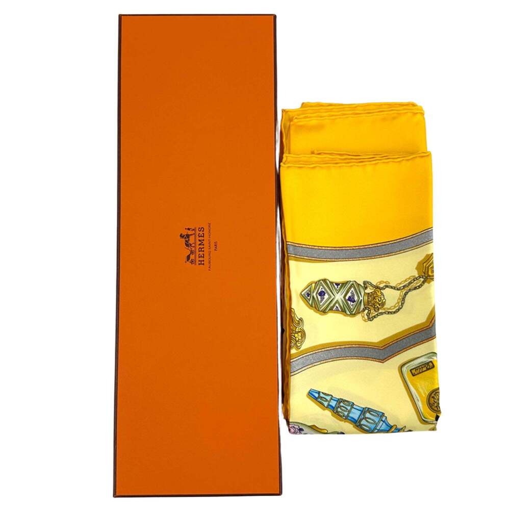 HERMES Authentic Yellow Silk Scarf - Picture 6 of 6